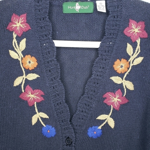 Vintage Embroidered Linen Cotton Cardigan S Cottagecore Grannycore  Prairie - Picture 3 of 9
